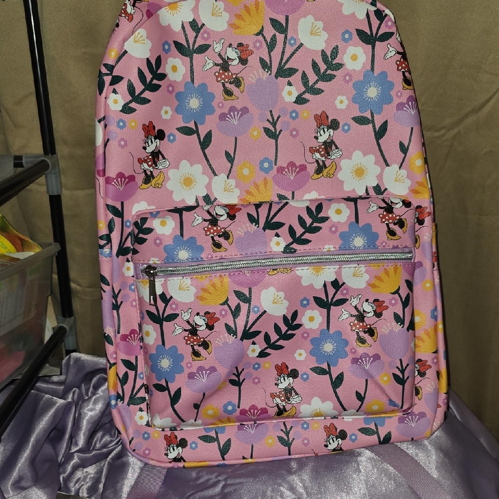 Disney Minnie Mouse Pink and Yellow Floral Backpack